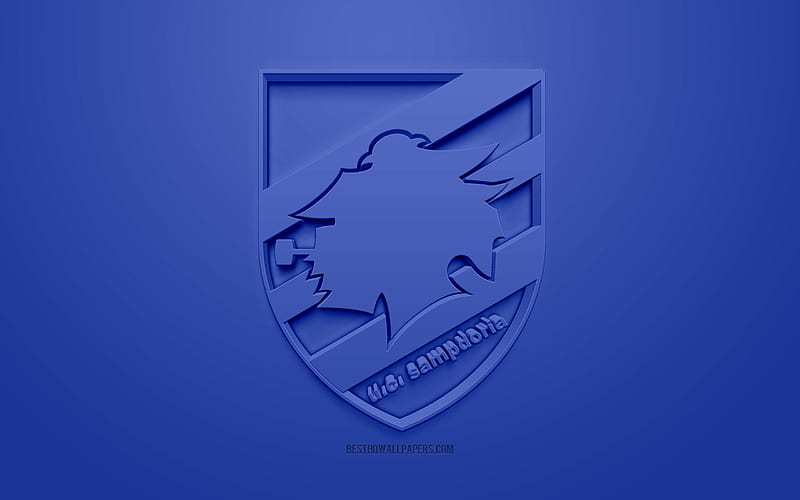 UC Sampdoria, creative 3D logo, blue background, 3d emblem, Italian football club, Serie A, Genoa, Italy, 3d art, football, stylish 3d logo, HD wallpaper