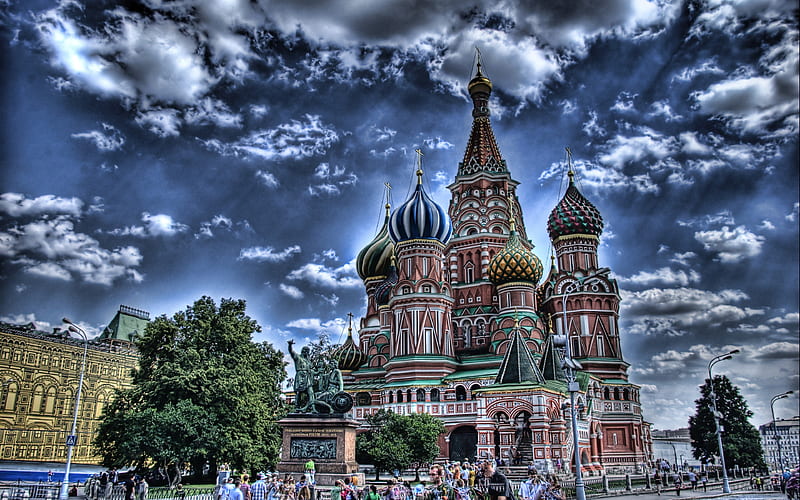 Saint Basils Cathedral, R, russian landmarks, summer, Russia, Moscow, HD wallpaper