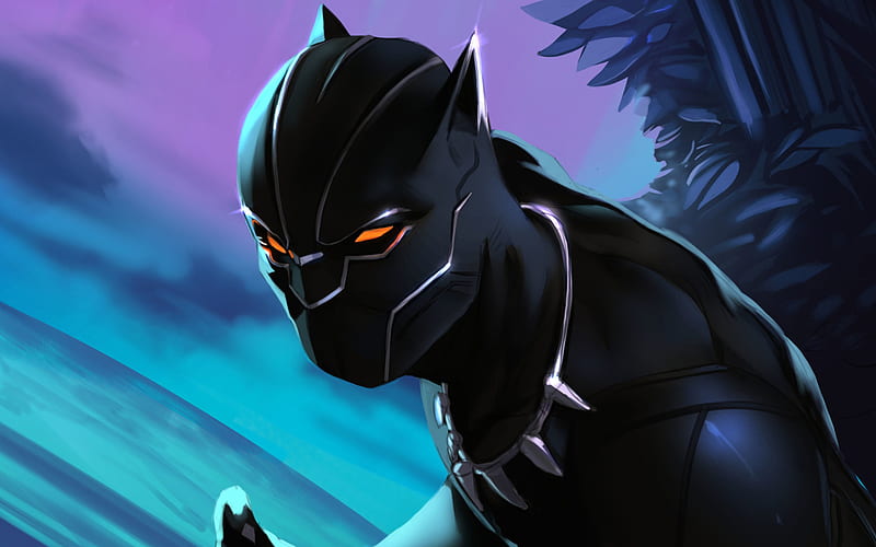Black Panther, night, artwork, superheroes, Marvel Comics, HD wallpaper
