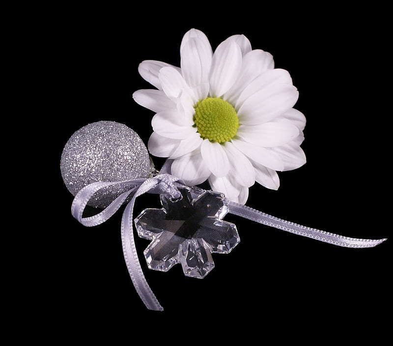 Snowflake - for Cinzia, ball, nine55rose, decoration, flower, nature, white, HD wallpaper