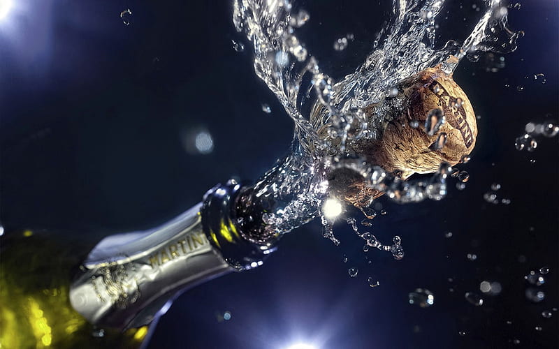 Happy New Year, pretty, wonderful, stunning, holidays, bottle, cork, bonito, xmas, lights, splash, graphy, nice, party, new years eve, christmas, abstract, champagne, martini, HD wallpaper