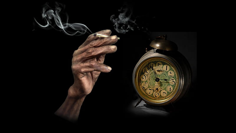 Time, background, hand, clock, cigarette, smoke, HD wallpaper