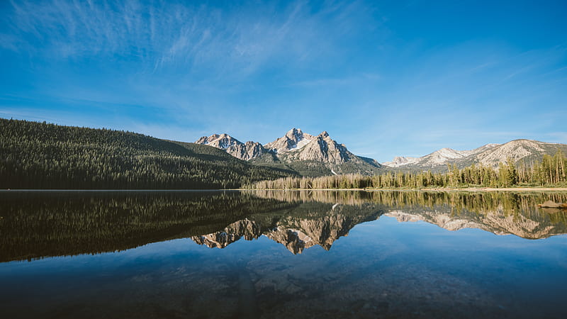 lake, mountains, forest, landscape, reflection, HD wallpaper