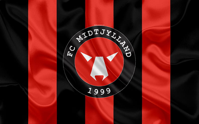 Midtjylland FC Danish football club, emblem, logo, Danish Superleague, football, Herning, Denmark, silk texture, HD wallpaper