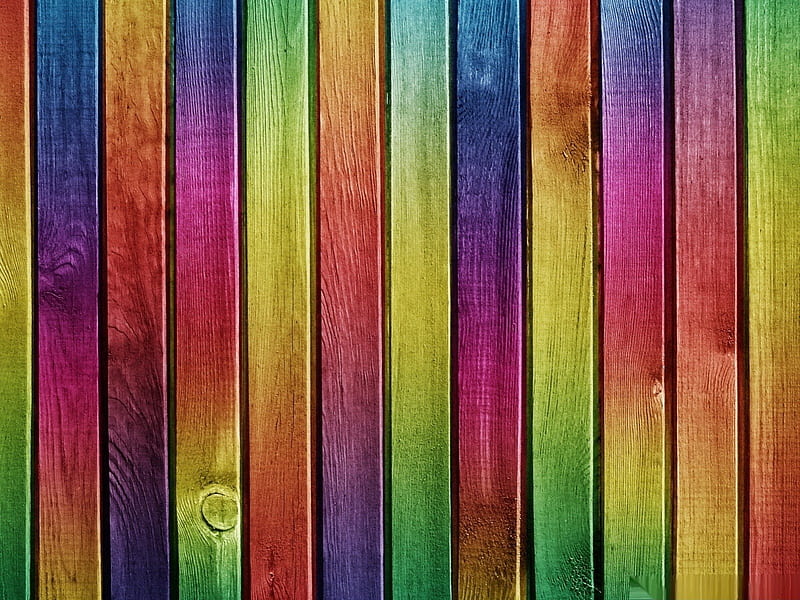 Rainbow fence, fence, colorful, background, rainbow, wood, HD wallpaper