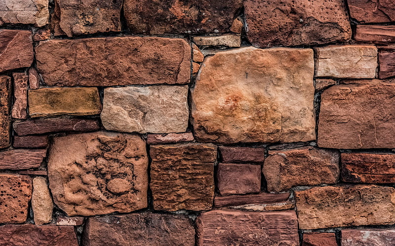 old stone wall, big stones, brown stone texture, old wall, stones, stonework, masonry texture, HD wallpaper