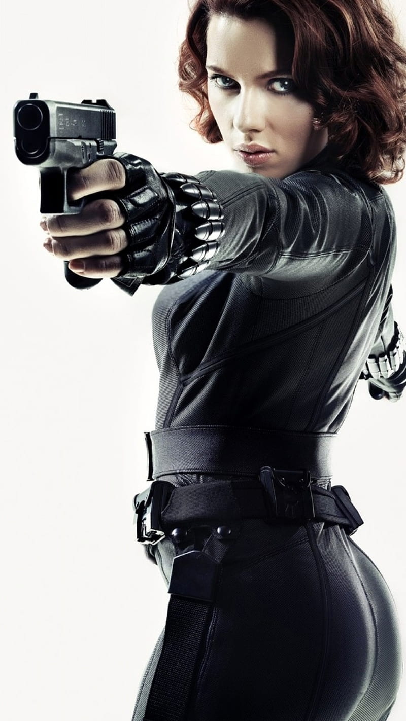 Scarlett Johansson, avengers, black, movie, widow, HD phone wallpaper