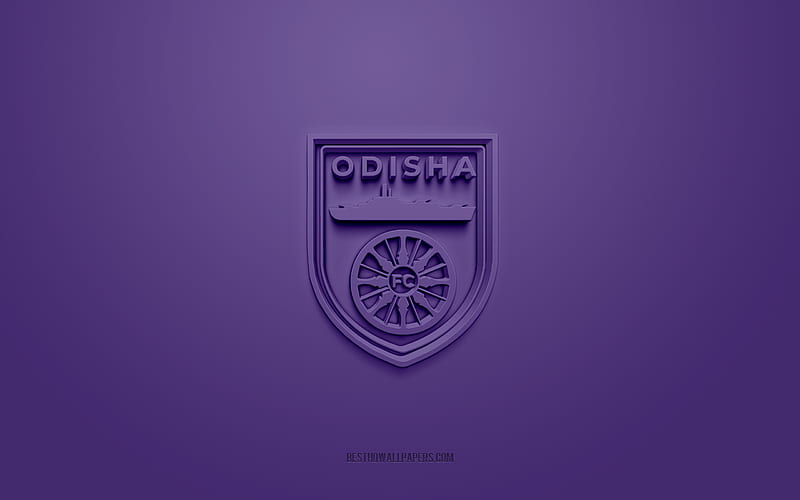 Odisha FC, creative 3D logo, purple background, 3d emblem, Indian football club, Indian Super League, Bhubaneshwar, India, 3d art, football, Odisha FC 3d logo, HD wallpaper