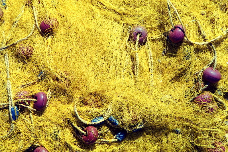 Yellow fishing net, yellow, net, fishing, HD wallpaper