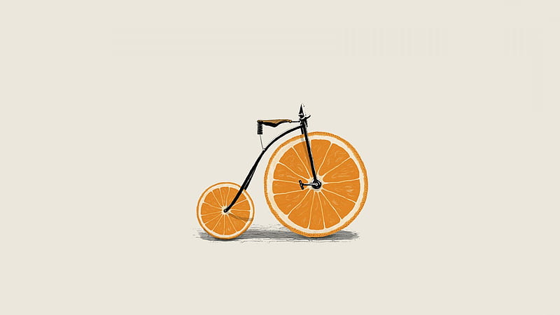 Bicycle Minimalism, bicycle, minimalism, artist, orange, HD wallpaper