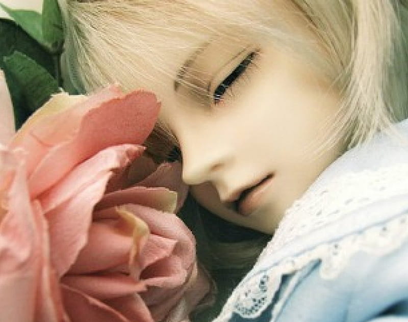 Cute Doll Face, flowers, face, sleep, doll, HD wallpaper