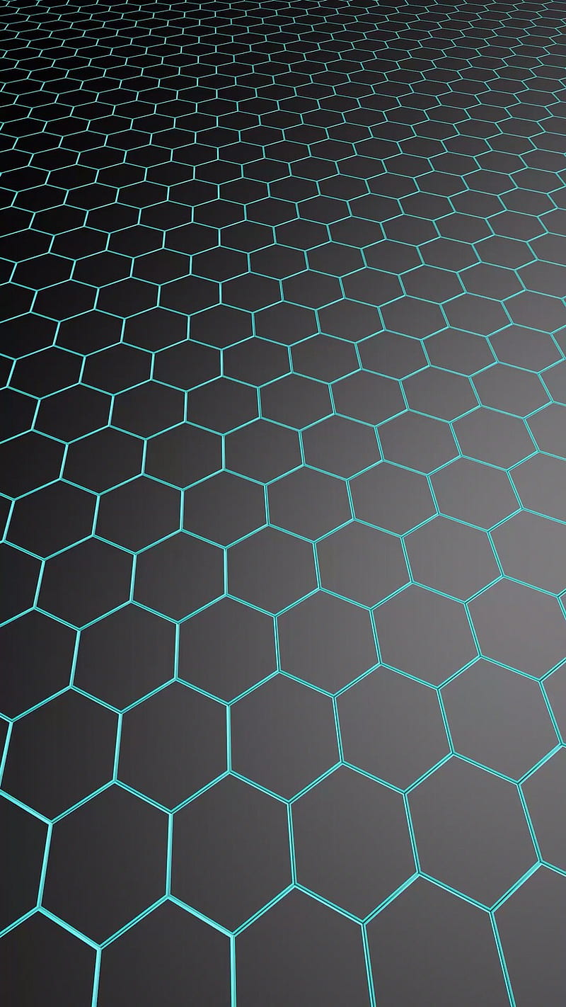Hexagons, black, blue, gray, hexagon, HD phone wallpaper