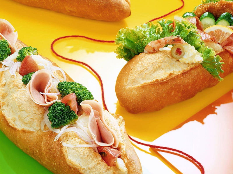 Healthy Baguette Sandwiches, dilicious, yummy, fresh, dishes, healthy, tasty, sandwiche, HD wallpaper