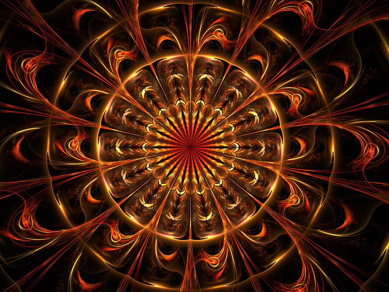 fractal, pattern, abstraction, tangled, symmetry, HD wallpaper