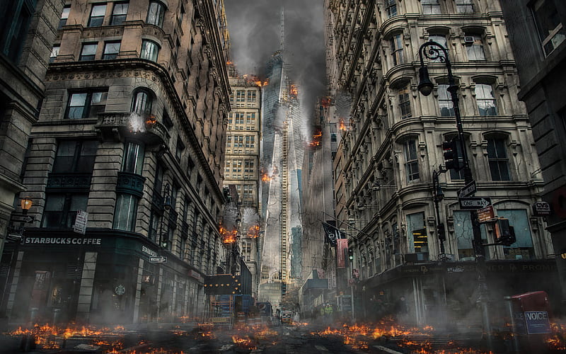 apocalypse buildings, destruction, skyscrapers, America, HD wallpaper