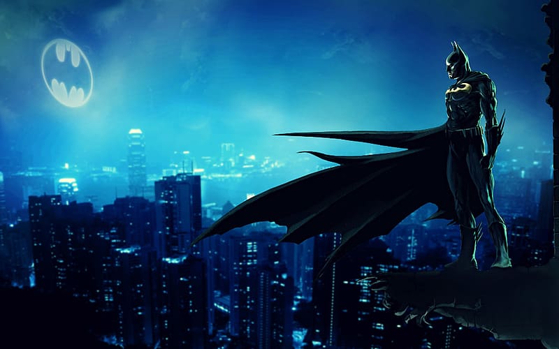 Batman, Comics, Bat Signal, Gotham City, HD wallpaper