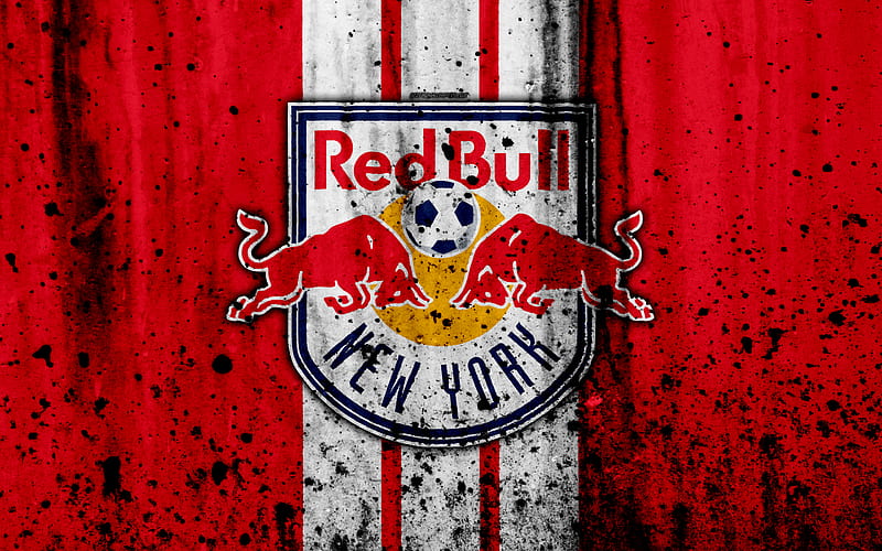 FC New York Red Bulls, grunge, MLS, art, Eastern Conference, football club, USA, New York Red Bulls, soccer, stone texture, NY Red Bulls, logo, New York Red Bulls FC, HD wallpaper