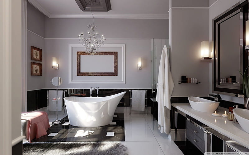 Luxurious Bathroom, wealthy, wealth, bathroom, rich, HD wallpaper