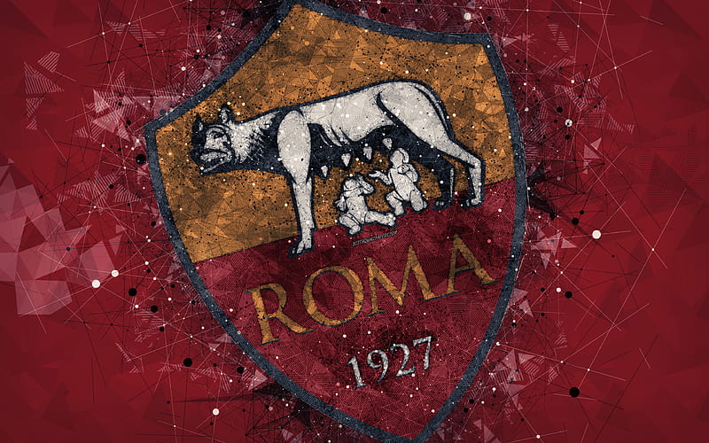 AS Roma Italian football club, creative art logo, geometric art, red asbstract background, emblem, Serie A, Rome, Italy, football, HD wallpaper