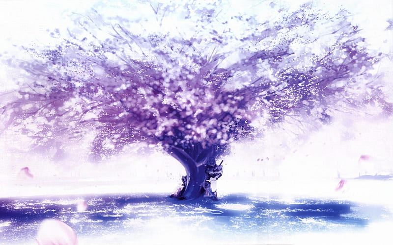 árbol de flor de cerezo, árbol, anime, flor de cerezo, paisaje, Fondo de  pantalla HD | Peakpx
