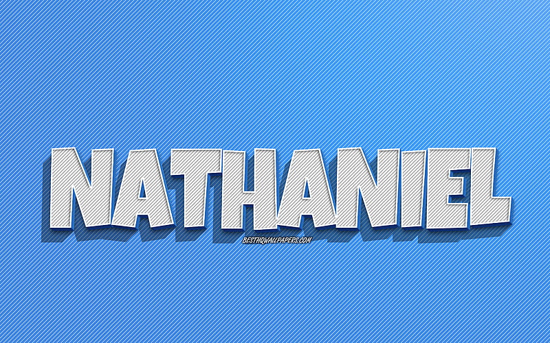 Nathaniel, blue lines background, with names, Nathaniel name, male names, Nathaniel greeting card, line art, with Nathaniel name, HD wallpaper
