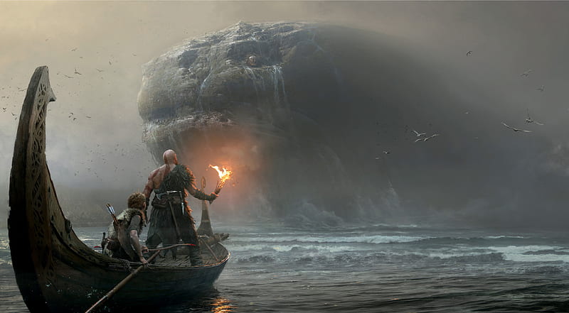 Atreus (God Of War) and Background, God of War Boat, HD wallpaper