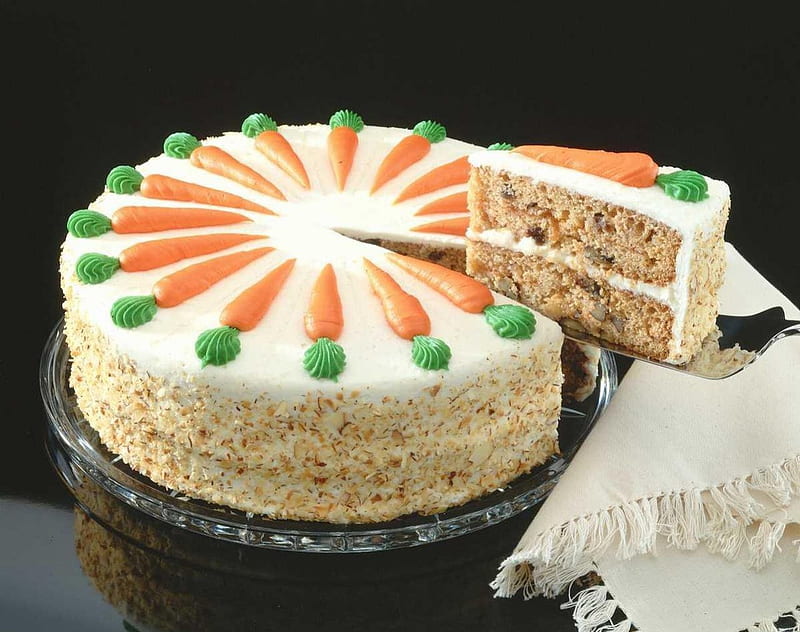Carrot Cake, delicious, orange, layers, frosting, abstract, sweet, carrot, cakes, white, HD wallpaper