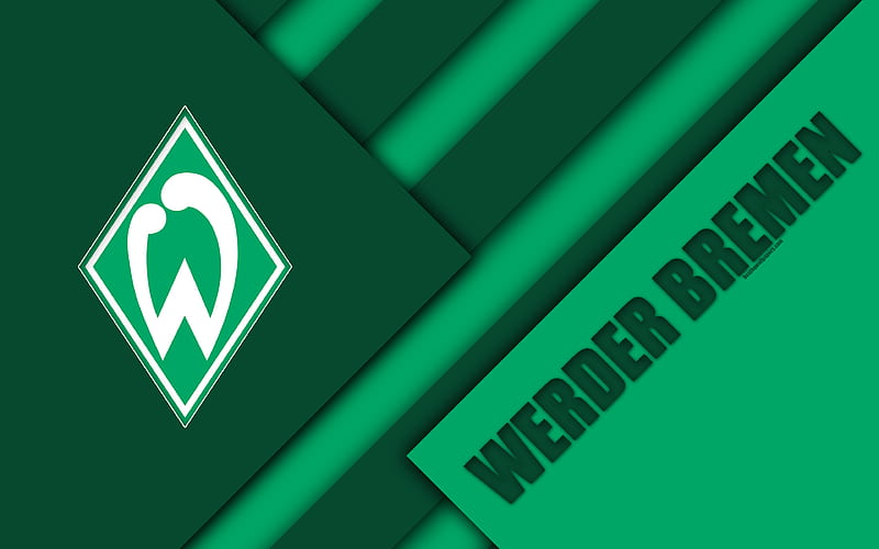 SV Werder Bremen material design, Werder emblem, german football club, logo, Bundesliga, white green abstraction, Bremen, Germany, HD wallpaper