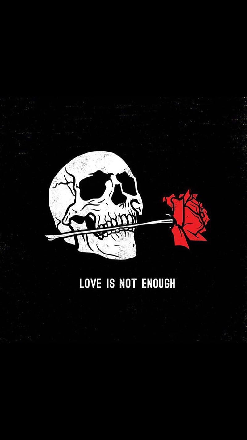 Love is not enough, aesthetic, emo, goth, gothic, rose, roses, skull, tumblr, HD phone wallpaper