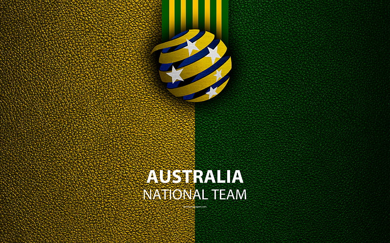Australia national football team leather texture, emblem, Football Federation Australia, FFA, logo, Asia, Football, Australia, HD wallpaper