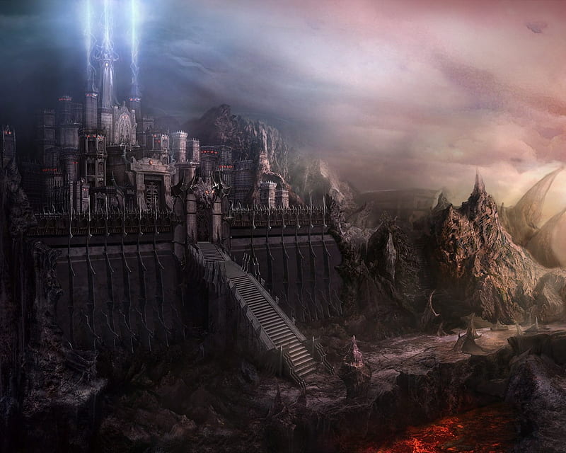 Kingdoms of Hell, artistic, fantasy, dark, hell, castle, HD wallpaper