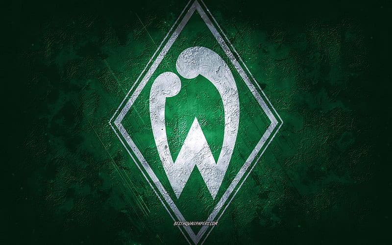 SV Werder Bremen, German football club, green stone background, SV Werder Bremen logo, grunge art, Bundesliga, football, Germany, SV Werder Bremen emblem, HD wallpaper