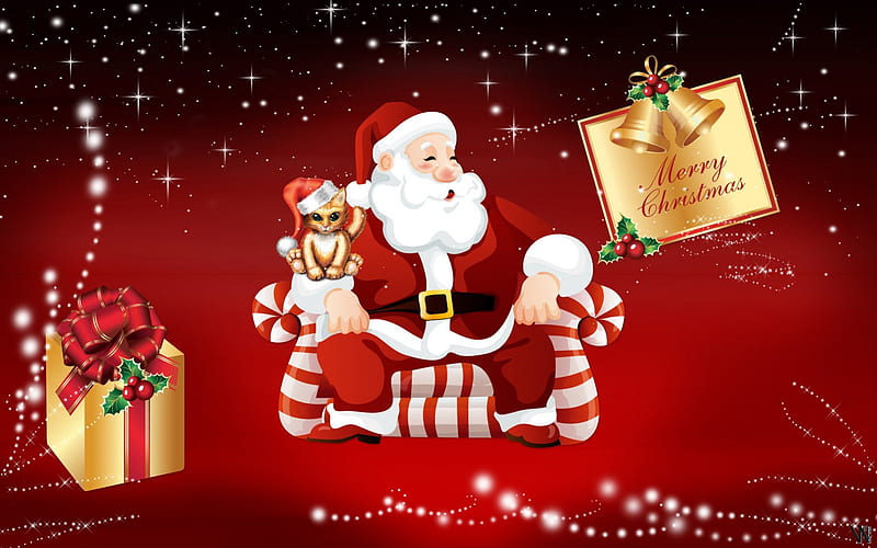 Santa's wishes, red, pretty, colorful, bonito, santa claus, lights, nice,  animals, HD wallpaper | Peakpx