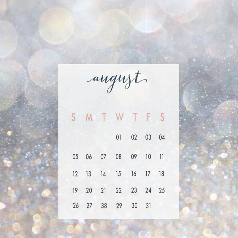 August calendar 2018, 2018, august, calendars, cute, glitter, silver, summer, HD phone wallpaper