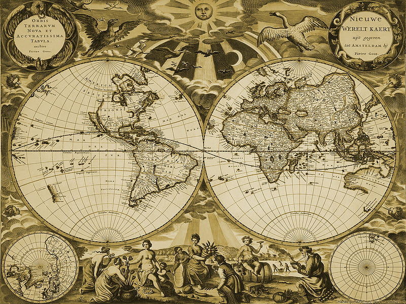 Antique map, world, cartography, antique, worldmap, planisphere, map, HD wallpaper