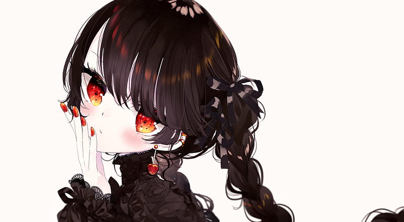 Anime Original Braid Girl Red Eyes Hd Wallpaper Peakpx