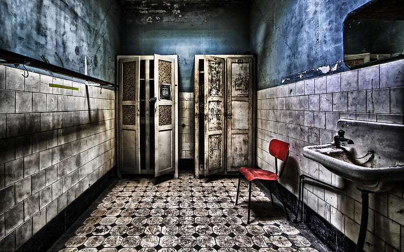 dirty bathroom r, dirty, r, chair, bathroom, HD wallpaper