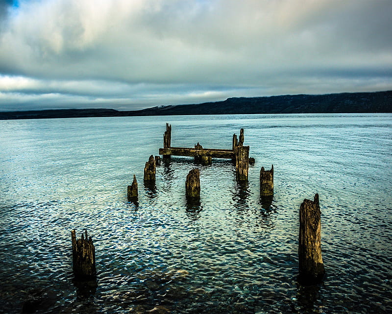 Old Dock, landscape, ocean, pier, HD wallpaper