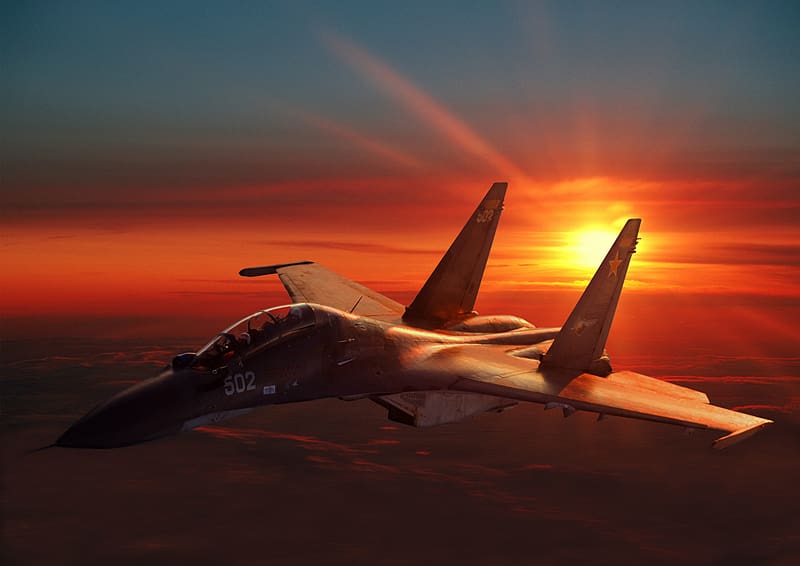 Sunset, Military, Sukhoi Su 30, Jet Fighters, HD wallpaper