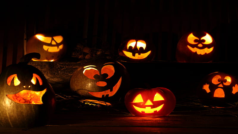 Ready to Spook, cool, trick or treat, lit, halloween, pumpkin, scary, candles, HD wallpaper