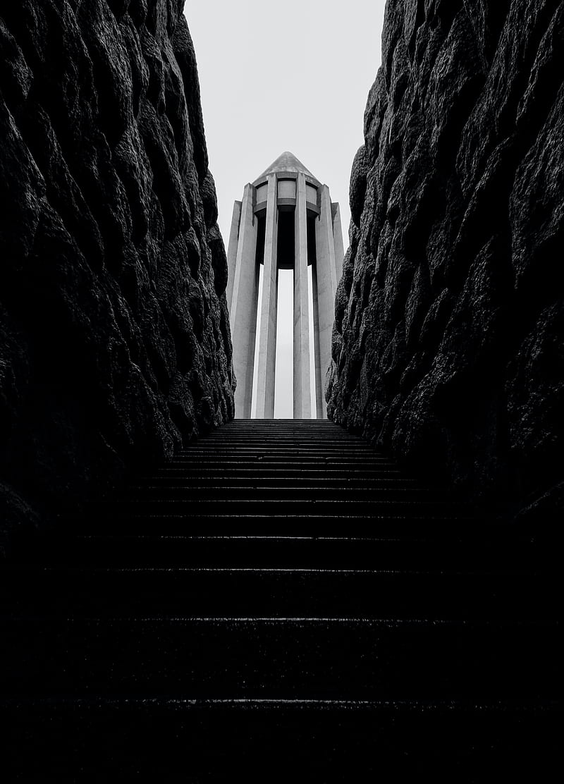 architecture, stairs, bw, HD phone wallpaper