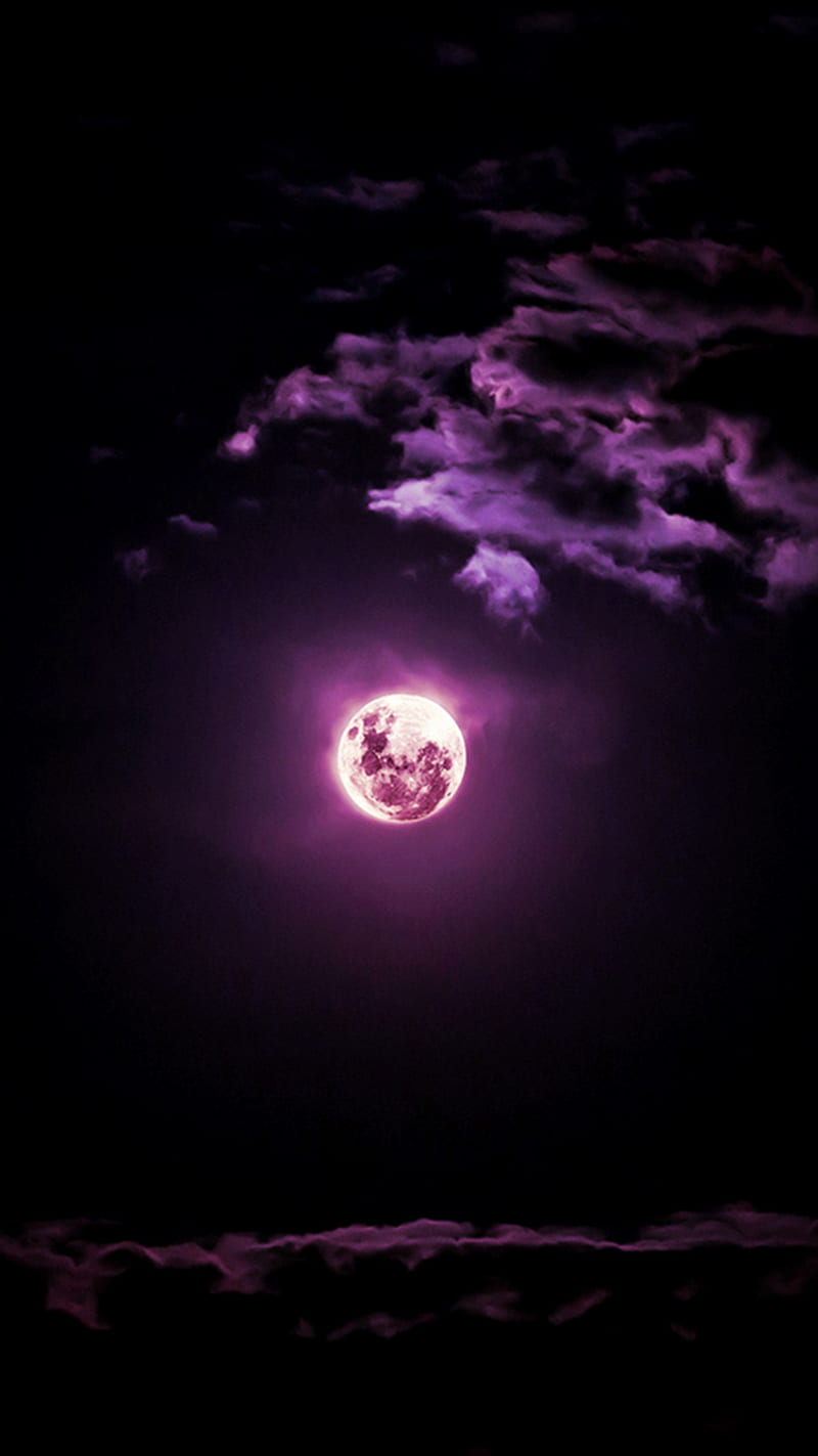 Moon clouds night stars purple HD phone wallpaper  Peakpx