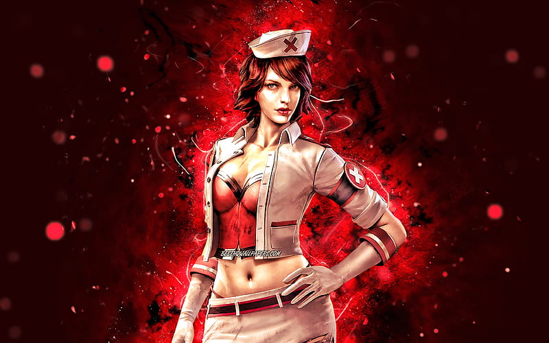 Olivia red neon lights, 2020 games, Fire Battlegrounds, Garena Fire characters, Garena Fire, Olivia Fire, HD wallpaper