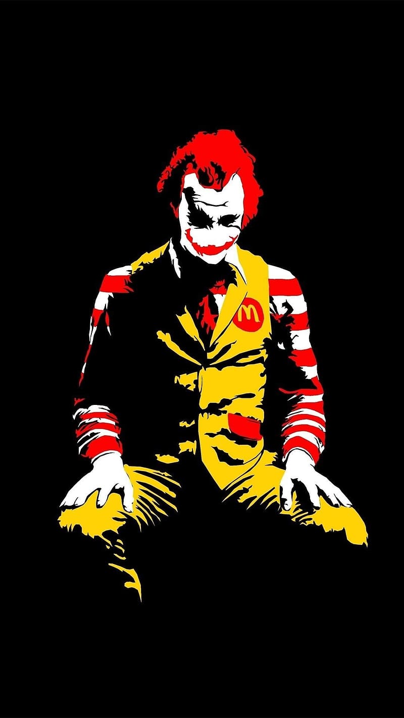 Joker In Red And Yellow Costume, joker, red, costume, yellow, black  background, HD phone wallpaper