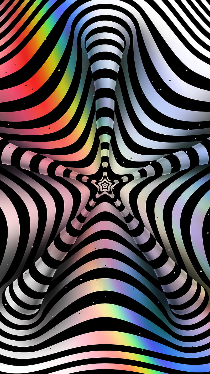 Five-pointed star, Divin, abstraction, acid, background, contemporary, effect, eye-catching, geometric, glow, holographic, hypno, hypnotic, illusion, iridescent, lighting, op-art, optical-art, optical-illusion, pattern, psicodelia, rainbow, shining, texture, trippy, visionary, visual, HD phone wallpaper