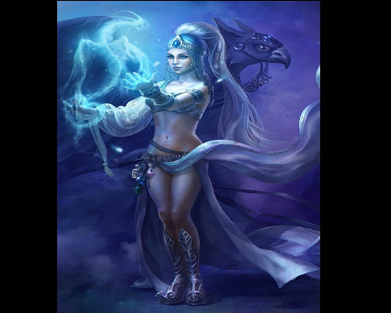 Sorceress Making A Dragon, Woman, Potions, Griffin, Magic, HD wallpaper