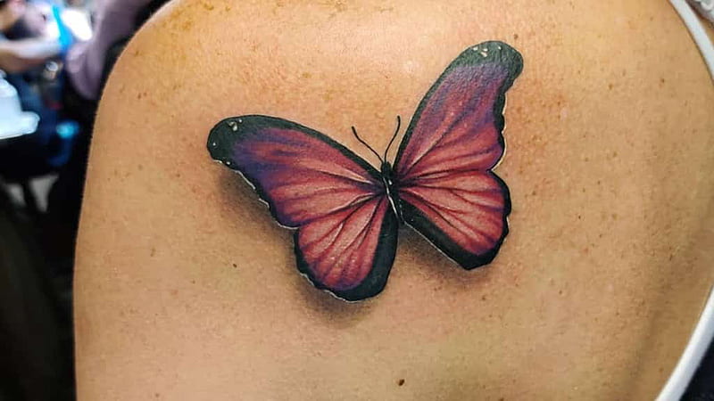 Red Black Butterfly Tattoo On Back For Women Butterfly Tattoo HD wallpaper   Peakpx