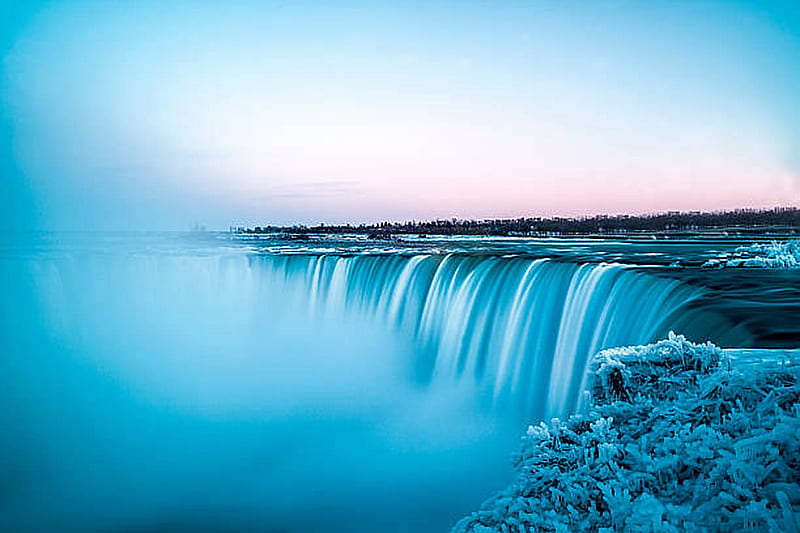 Niagara Falls, Outdoor, Snow, Falls, Sunset, HD wallpaper