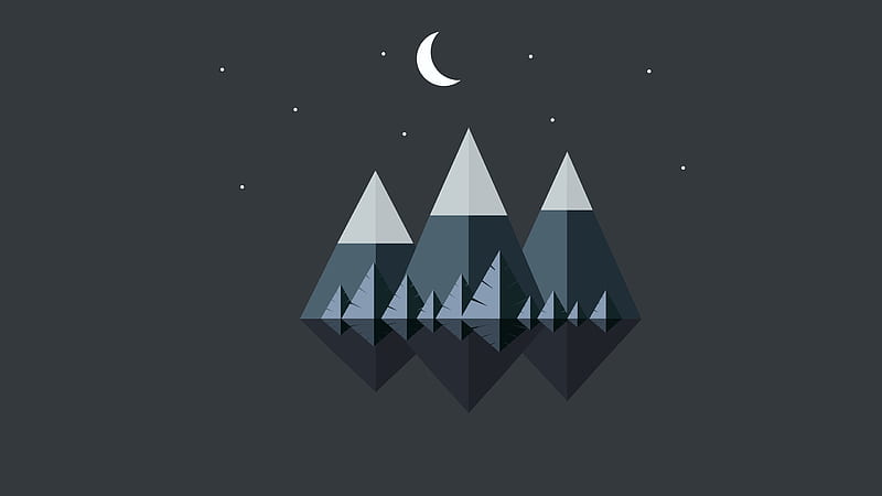 Mountains Moon Starry Sky Night Minimalism 4K HD Minimalism Wallpapers, HD  Wallpapers