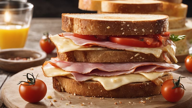 Toasted Sandwich, tomato, ham, toasted, sandwich, cheese, HD wallpaper